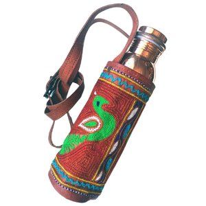 Handmade Tamra Embroidered Water Bottle Tote Carrier